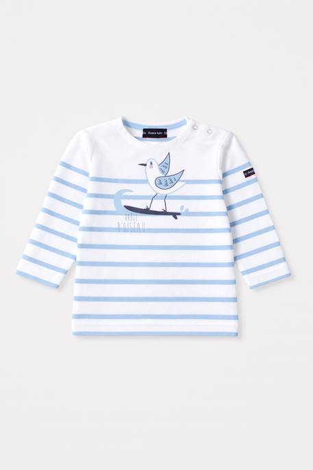 Bébé-T-shirt, sous-pull-Marinière oiseau bébé - coton léger