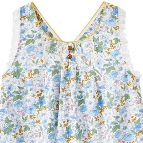 Blouse  fleurie   à bretelles croisées  anaïs Bleu ciel fleuri rose 4 - vertbaudet enfant 