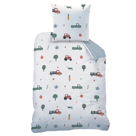 Parure de lit imprimée 100% coton, tour à la ferme Blanc 3 - vertbaudet enfant 
