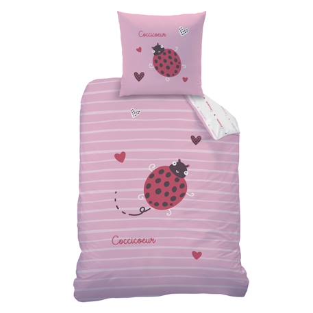 Parure de lit imprimée 100% coton, cocci coeur Rose 3 - vertbaudet enfant 