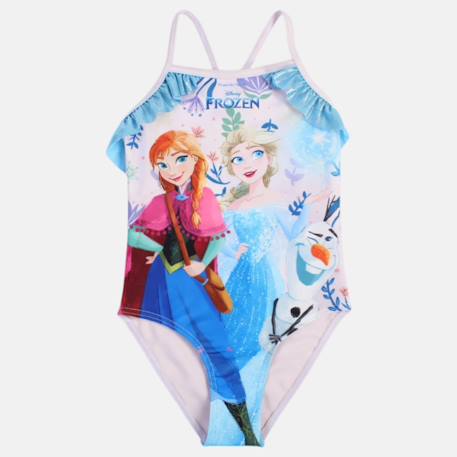 Maillot de bain enfant motif animé la reine des neiges Bleu+Mauve 9 - vertbaudet enfant 