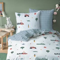 Linge de maison et décoration-Linge de lit enfant-Parure de lit imprimée 100% coton, tour à la ferme