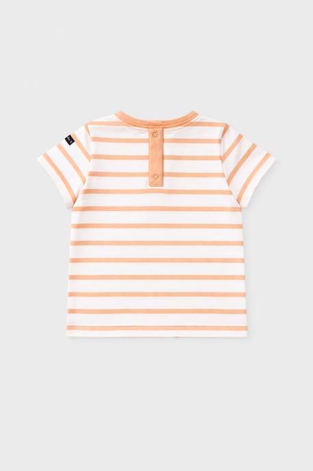 Marinière manches courtes bébé - coton léger Blanc/ peach nectar+Blanc/vanille 2 - vertbaudet enfant 