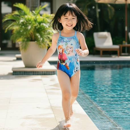 Maillot de bain enfant motif animé la reine des neiges Bleu+Mauve 2 - vertbaudet enfant 