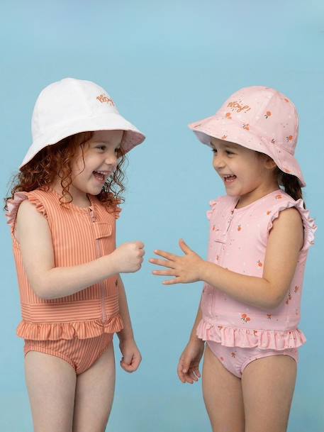 Bob réversible anti-uv - fille Blanc / Orange+Rose / Orange+Rose / Rouge 3 - vertbaudet enfant 