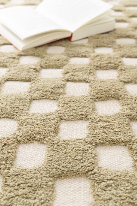 Tapis enfant à carreaux 100% coton mael Brun naturel+Vert naturel 10 - vertbaudet enfant 