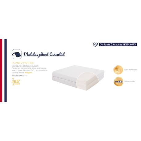 Matelas bébé pliant 2 parties 60x120cm essentiel Blanc 5 - vertbaudet enfant 