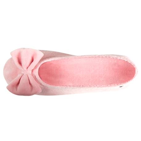 Chaussons ballerines ultra confortables, en coton biologique et semelle en cuir, détail grand nœud Corail+Noir 2 - vertbaudet enfant 