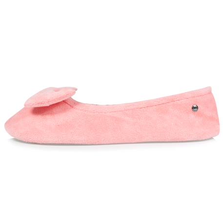 Chaussons ballerines ultra confortables, en coton biologique et semelle en cuir, détail grand nœud Corail+Noir 3 - vertbaudet enfant 