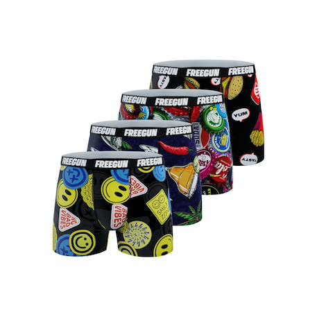 Lot de 4 boxers  aop fun Noir/rouge/jaune/bleu 1 - vertbaudet enfant 