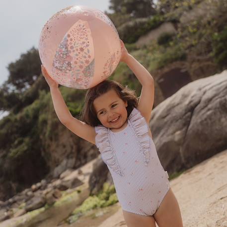 Maillot de bain fille 1 pièce - rayures et fleurs avec volants Bleu, blanc, rose+Bleu, blanc, rose 6 - vertbaudet enfant 