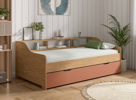 Lit gigogne avec rangement achille Terracotta 1 - vertbaudet enfant 