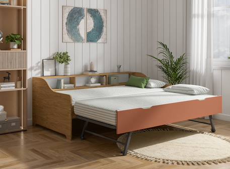 Lit gigogne avec rangement achille Terracotta 2 - vertbaudet enfant 