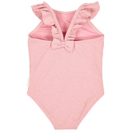 Maillot de bain fille 1 pièce - volants et tissu gaufré fleuri Rose 2 - vertbaudet enfant 