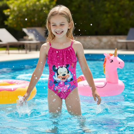 Maillot de bain 1 pièce avec volant et imprimé fille minnie Rose+Rose clair+Rouge 13 - vertbaudet enfant 