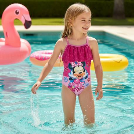 Maillot de bain 1 pièce avec volant et imprimé fille minnie Rose+Rose clair+Rouge 2 - vertbaudet enfant 