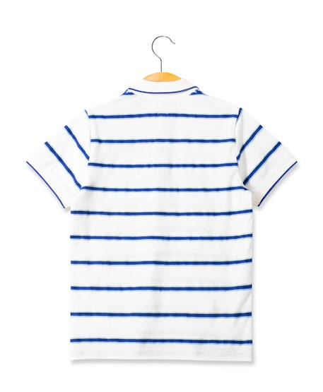 Polo manches courtes 100% coton garçon Fond naturel raye bleu 2 - vertbaudet enfant 
