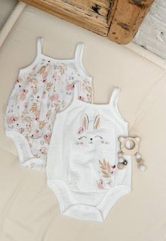 Lot de 2 barboteuses bloomer bébé en gaze de coton praline  - vertbaudet enfant