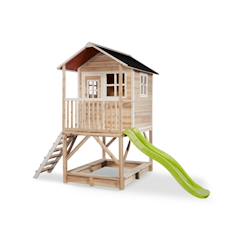 Cabane en Bois Loft - Avec Toboggan, Véranda et Bac à Sable  - vertbaudet enfant