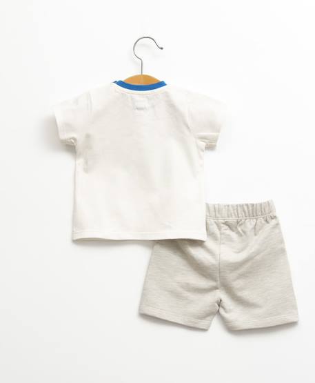 Ensemble short + haut 100% coton bébé garçon Gris chine clair 3 - vertbaudet enfant 