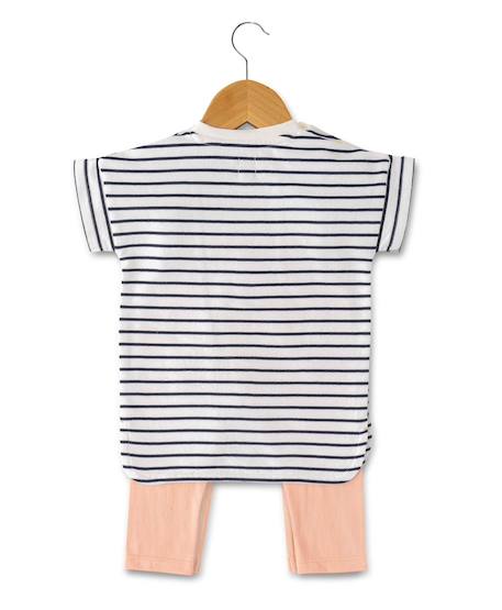 Ensemble robe + bas 100% coton bébé fille Naturel/ peche 2 - vertbaudet enfant 