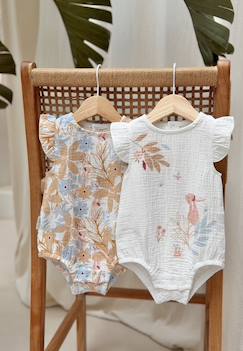 Lot de 2 barboteuses bloomer bébé en gaze de coton praline  - vertbaudet enfant
