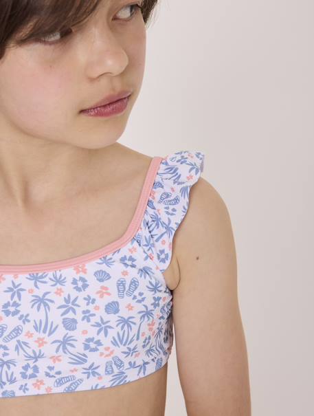Maillot de bain fille Fond blanc imprime bleu/rose 3 - vertbaudet enfant 