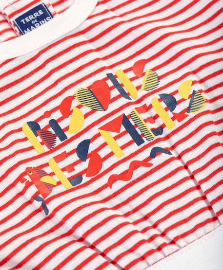 Ensemble robe + bandeau 100% coton bébé fille Fond blanc raye rouge 3 - vertbaudet enfant 