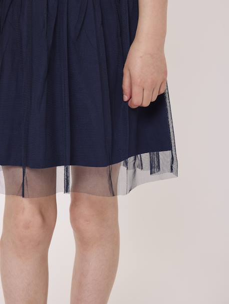 Robe manches courtes 100% coton fille Grege / indigo 3 - vertbaudet enfant 