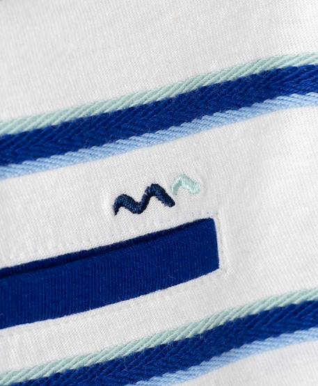 Polo manches courtes 100% coton garçon Fond naturel raye bleu 3 - vertbaudet enfant 