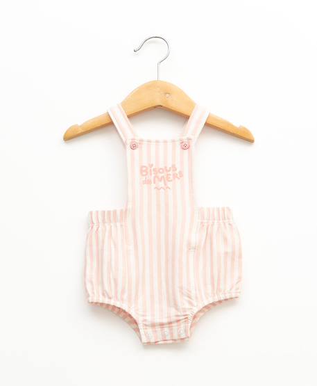 Ensemble salopette + haut 100% coton bébé fille Fond naturel raye rose 4 - vertbaudet enfant 