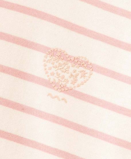 Mariniere manches longues 100% coton fille Fond grege raye rose 2 - vertbaudet enfant 