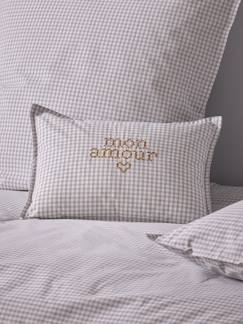 Linge de maison et décoration-Décoration-Housse de coussin petits carreaux brodée
