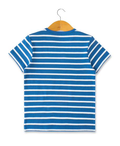 Mariniere manches courtes 100% coton garçon Fond bleu moyen raye b.casse 2 - vertbaudet enfant 