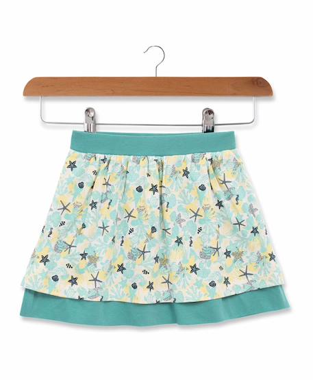 Jupe courte 100% coton fille Imprime vert lagon 2 - vertbaudet enfant 
