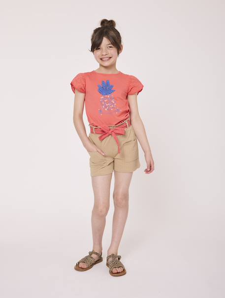 T-shirt manches courtes 100% coton fille Corail 4 - vertbaudet enfant 