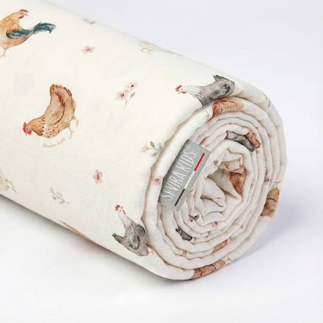 Drap housse en satin de coton gallina Écru 4 - vertbaudet enfant 