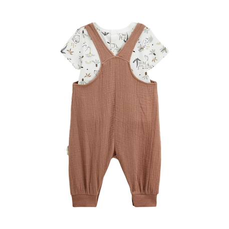 Ensemble salopette bébé en gaze de coton et t-shirt yao Marron 3 - vertbaudet enfant 