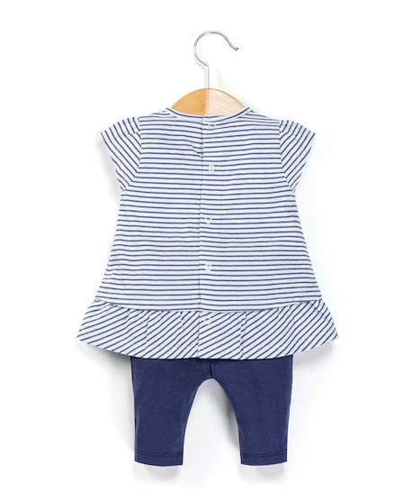 Ensemble tunique + leggings 100% coton bébé fille Fond blanc raye marine 2 - vertbaudet enfant 