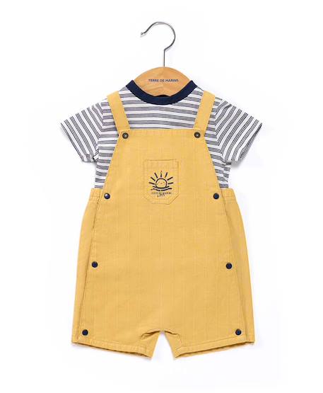 Ensemble salopette + haut 100% coton bébé garçon Jaune 2 - vertbaudet enfant 