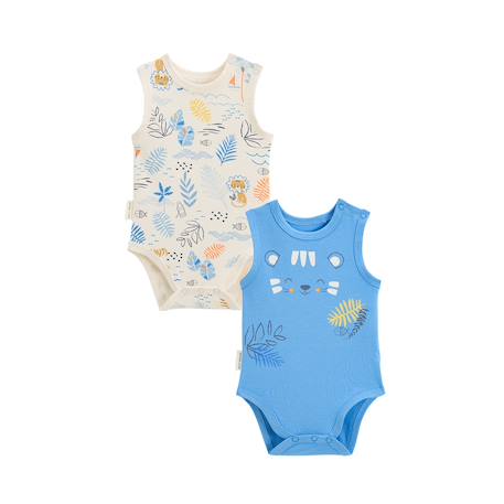 Lot de 2 bodies bébé sans manches biscarosse Bleu 2 - vertbaudet enfant 