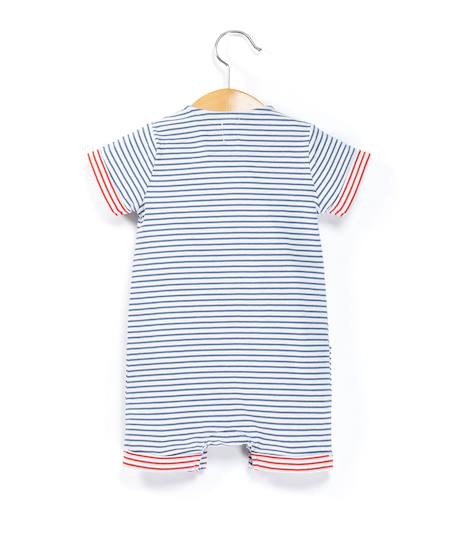 Combishort 100% coton bébé garçon Fond blanc raye bleu blanchi 4 - vertbaudet enfant 