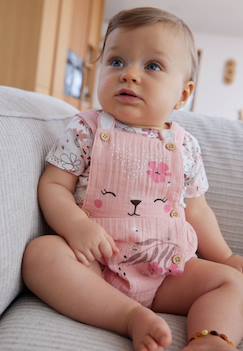 -Ensemble salopette bébé en gaze de coton et t-shirt petit safari