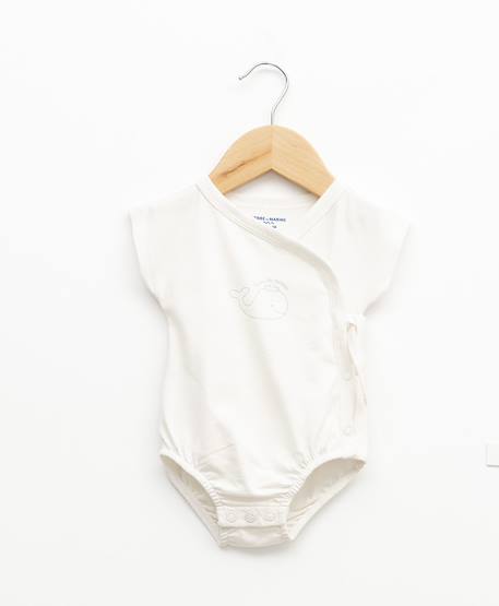 Ensemble bloomer + haut 100% coton bébé garçon Fond blanc casse raye bleu 4 - vertbaudet enfant 