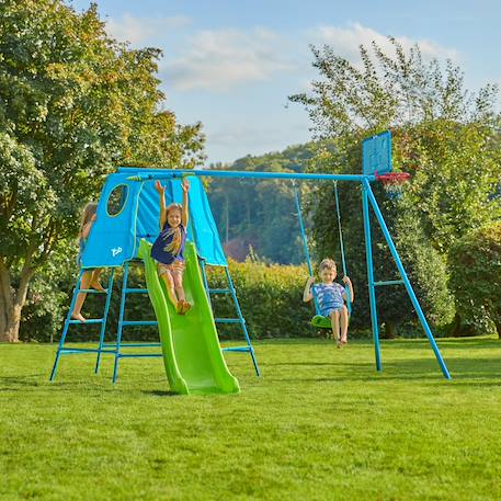 Aire de jeux évolutive panier de basket explorer tour métal h246cm Bleu - vert 1 - vertbaudet enfant 