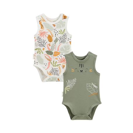 Lot de 2 bodies bébé sans manches dumbea Kaki 2 - vertbaudet enfant 