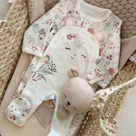 Pyjama bébé en velours ouverture pont mya Ecru 5 - vertbaudet enfant 