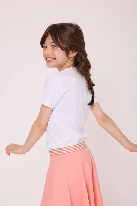 T-shirt manches courtes 100% coton fille Fond blanc imprime rose 3 - vertbaudet enfant 