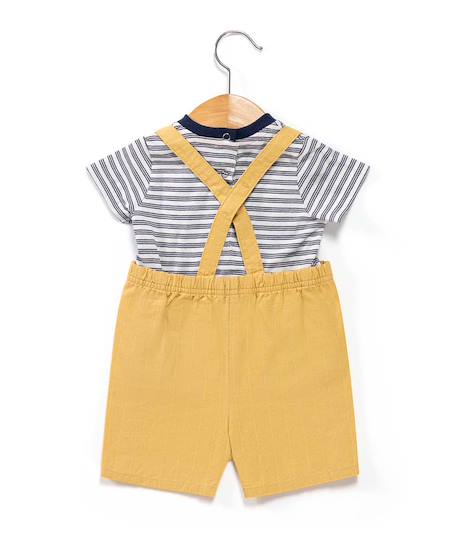 Ensemble salopette + haut 100% coton bébé garçon Jaune 3 - vertbaudet enfant 