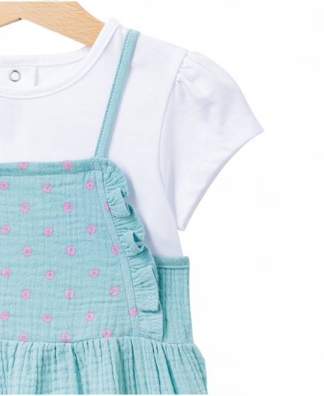 Ensemble robe + haut 100% coton bébé fille Vert 2 - vertbaudet enfant 
